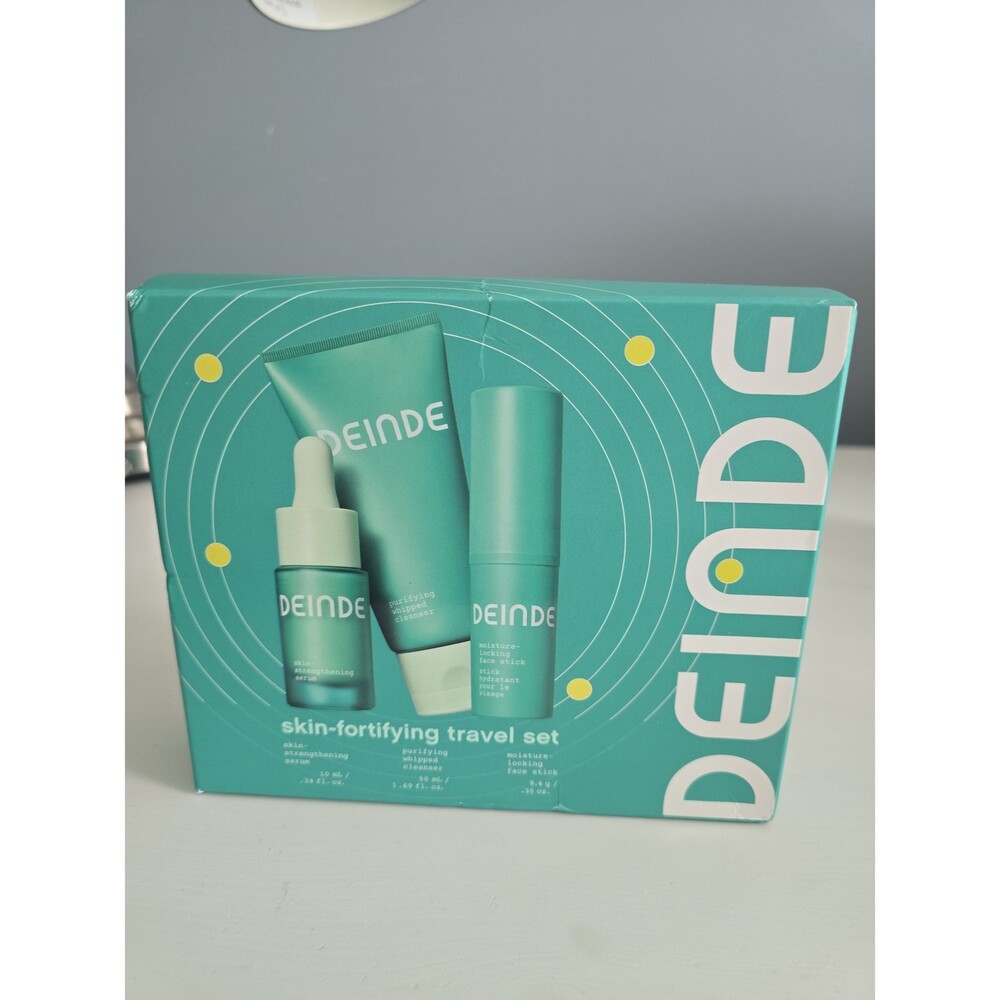 DEINDE Skincare Travel Set: Purifying Cleanser, Strengthening Serum, Face Stick